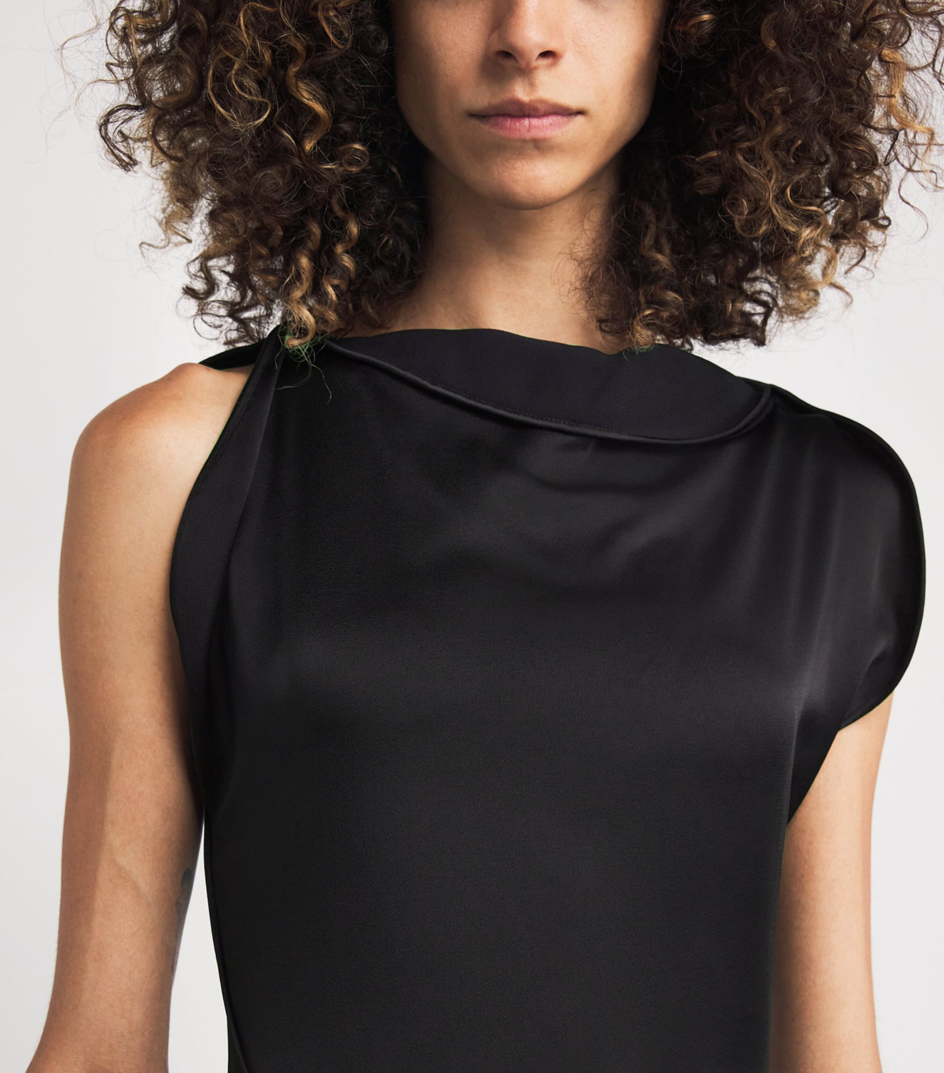 Victoria Beckham Black Satin Side-Split Gown