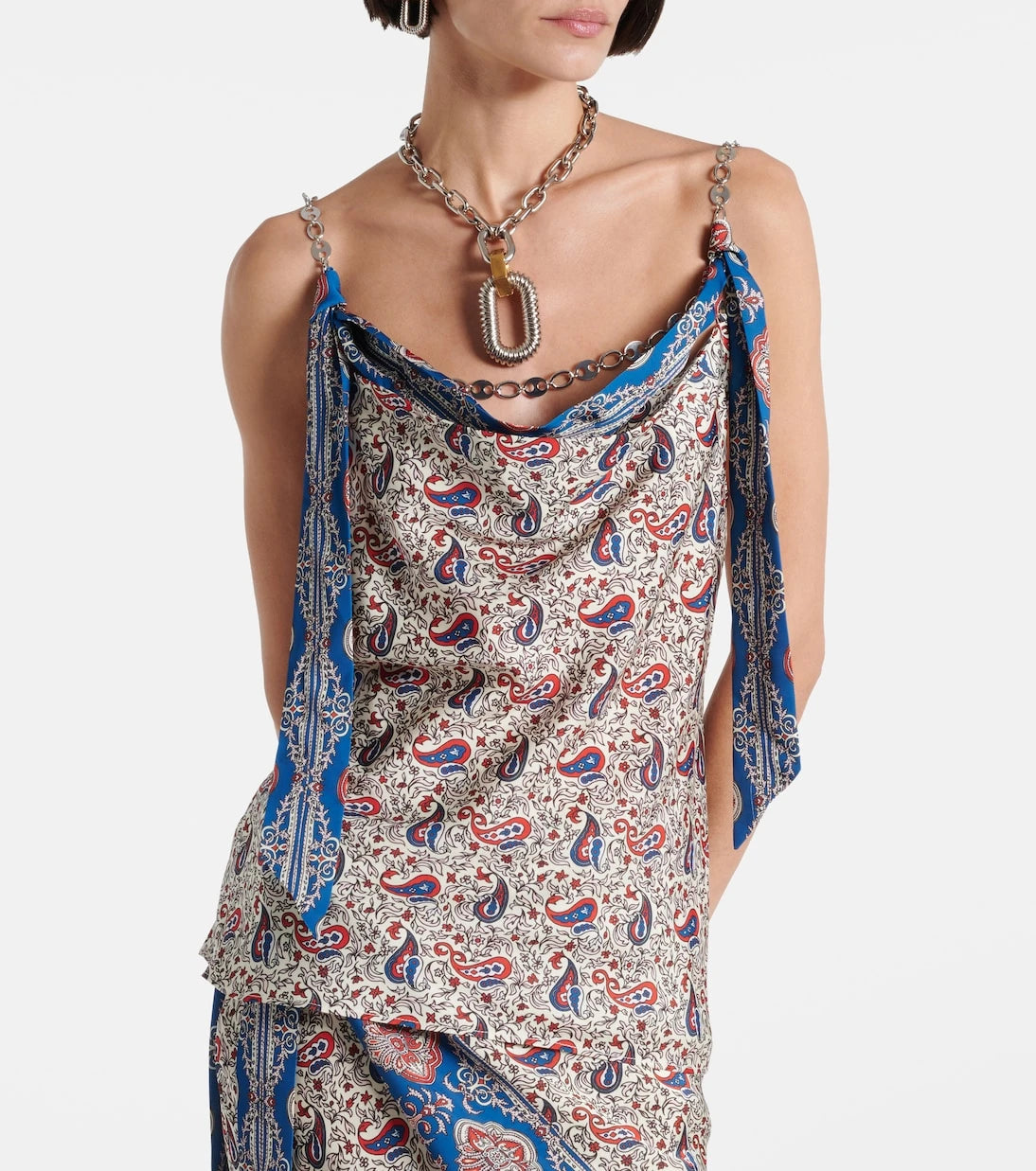 Rabanne - Chain-detail paisley satin camisole