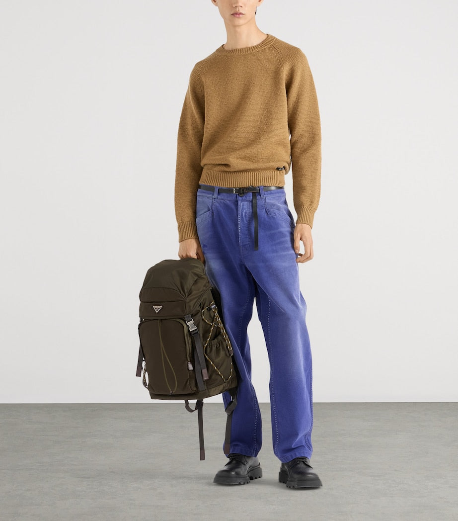 Re-Nylon and Leather Backpack