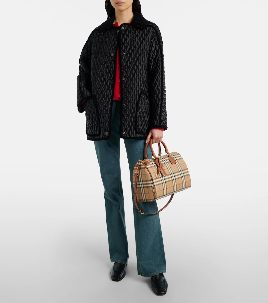 Burberry - Bowling Medium Burberry Check top-handle bag