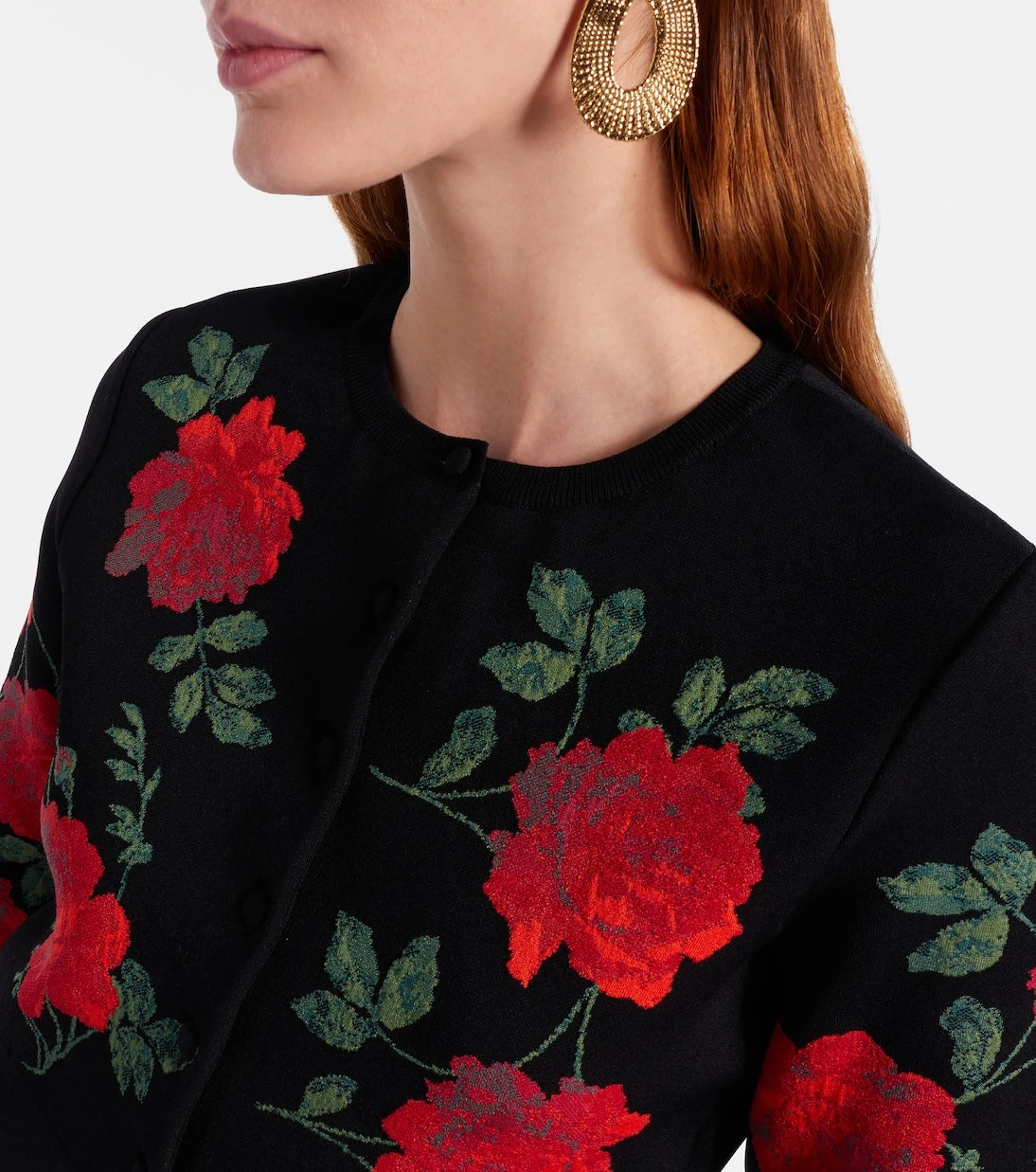 Carolina Herrera - Floral cropped jacquard cardigan