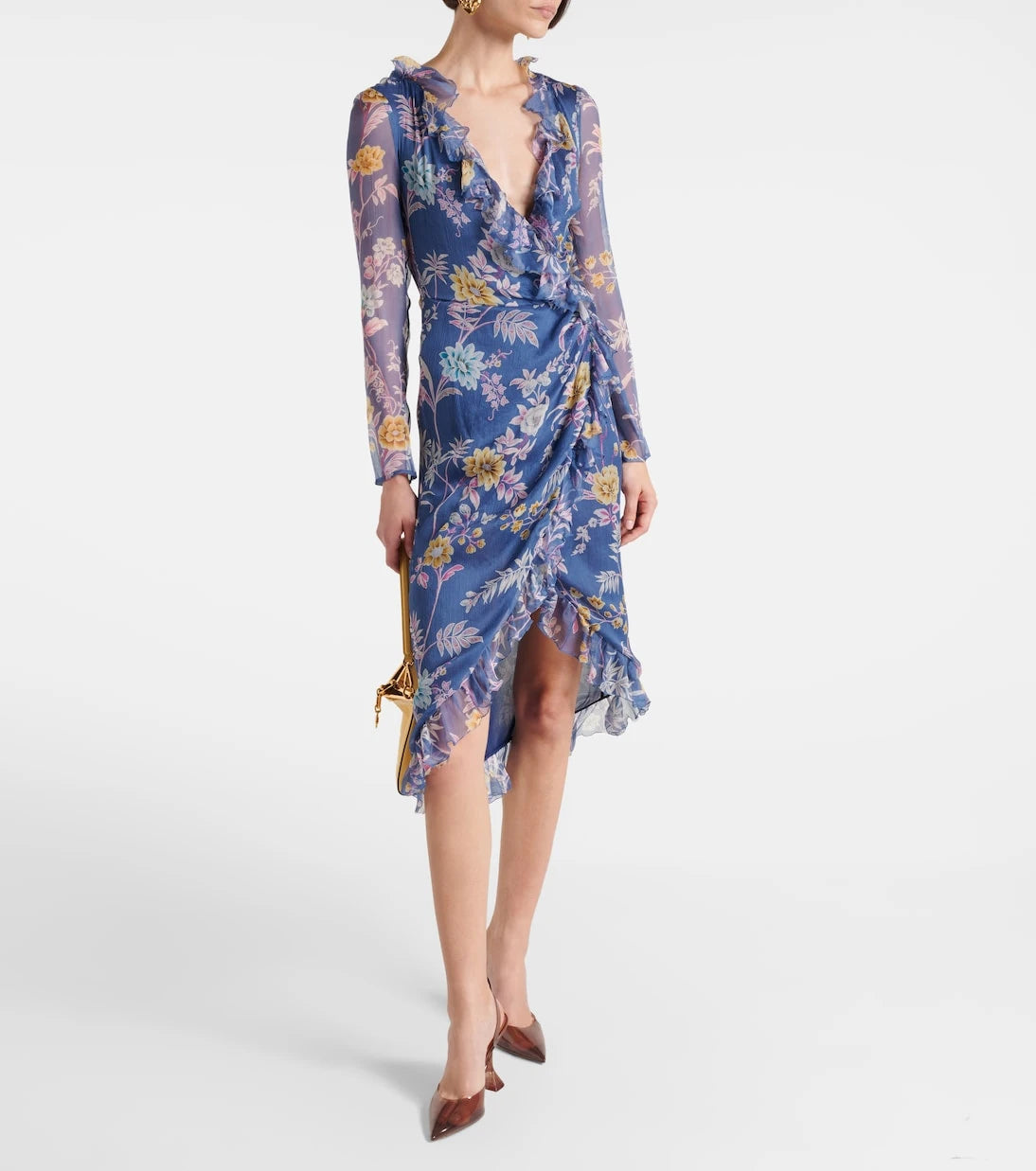 Etro - Floral silk wrap dress