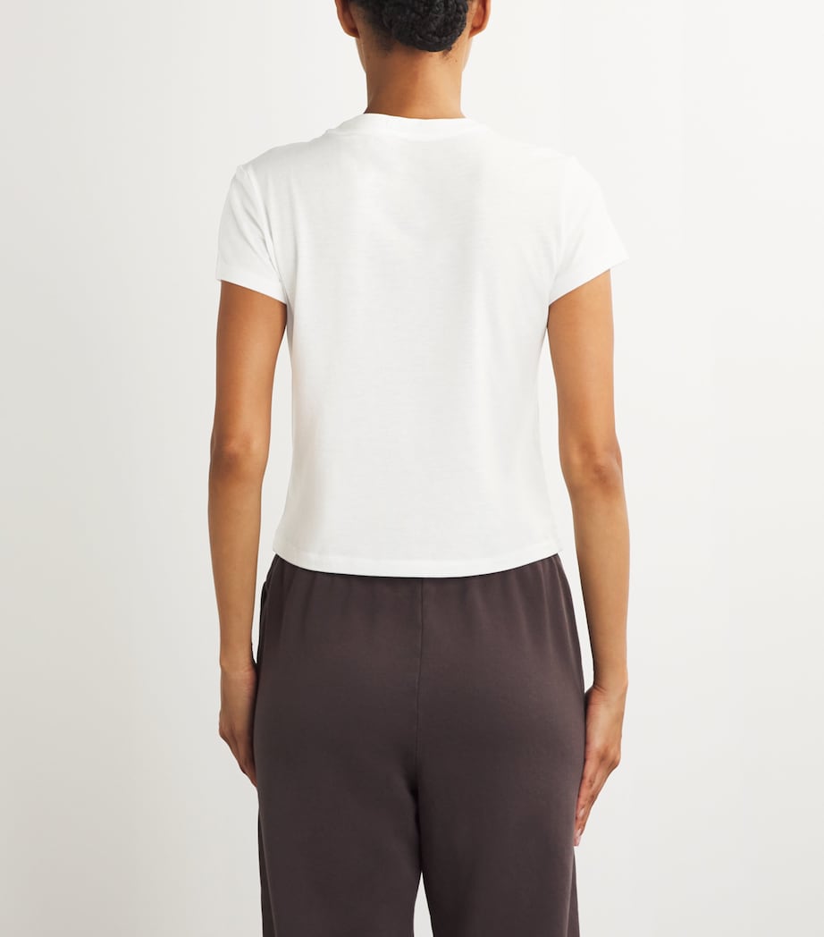 Skims White Cotton-Blend Shrunken T-Shirt