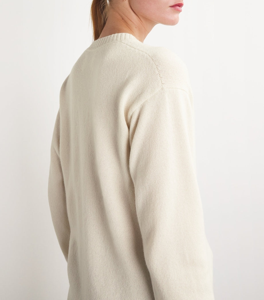 Ivory Cashmere V-Neck Sweater