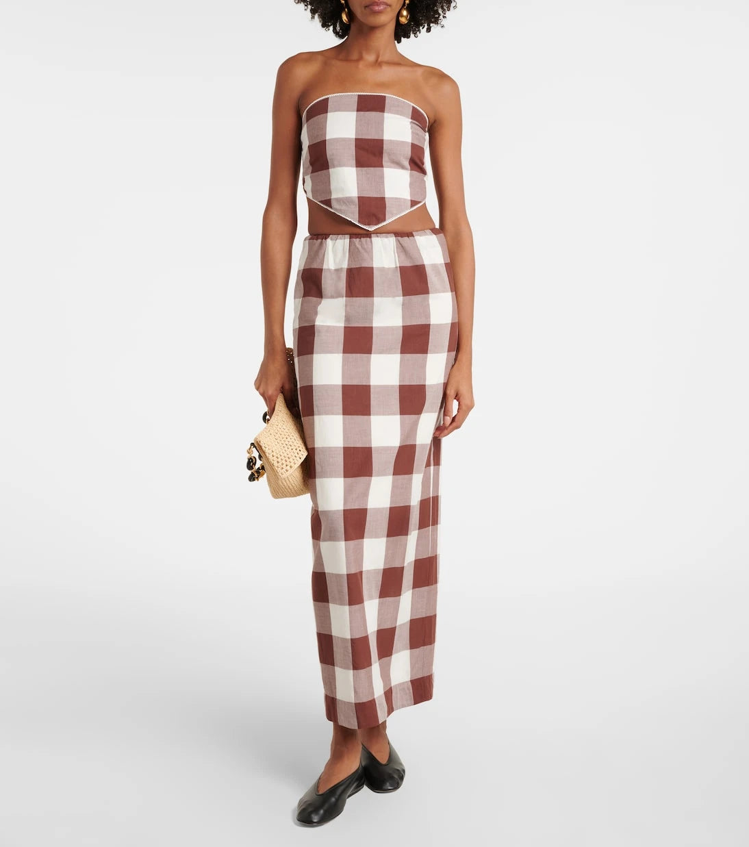 Posse - Callie gingham cotton crop top