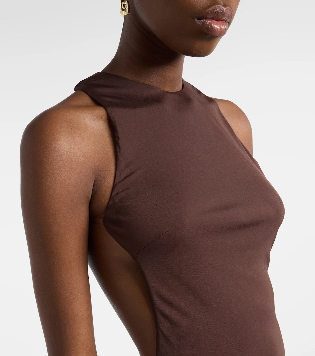 De La Vali - Maha beaded open-back jersey gown
