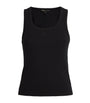 Maje Black Stretch-Cotton Rib-Knit Tank Top