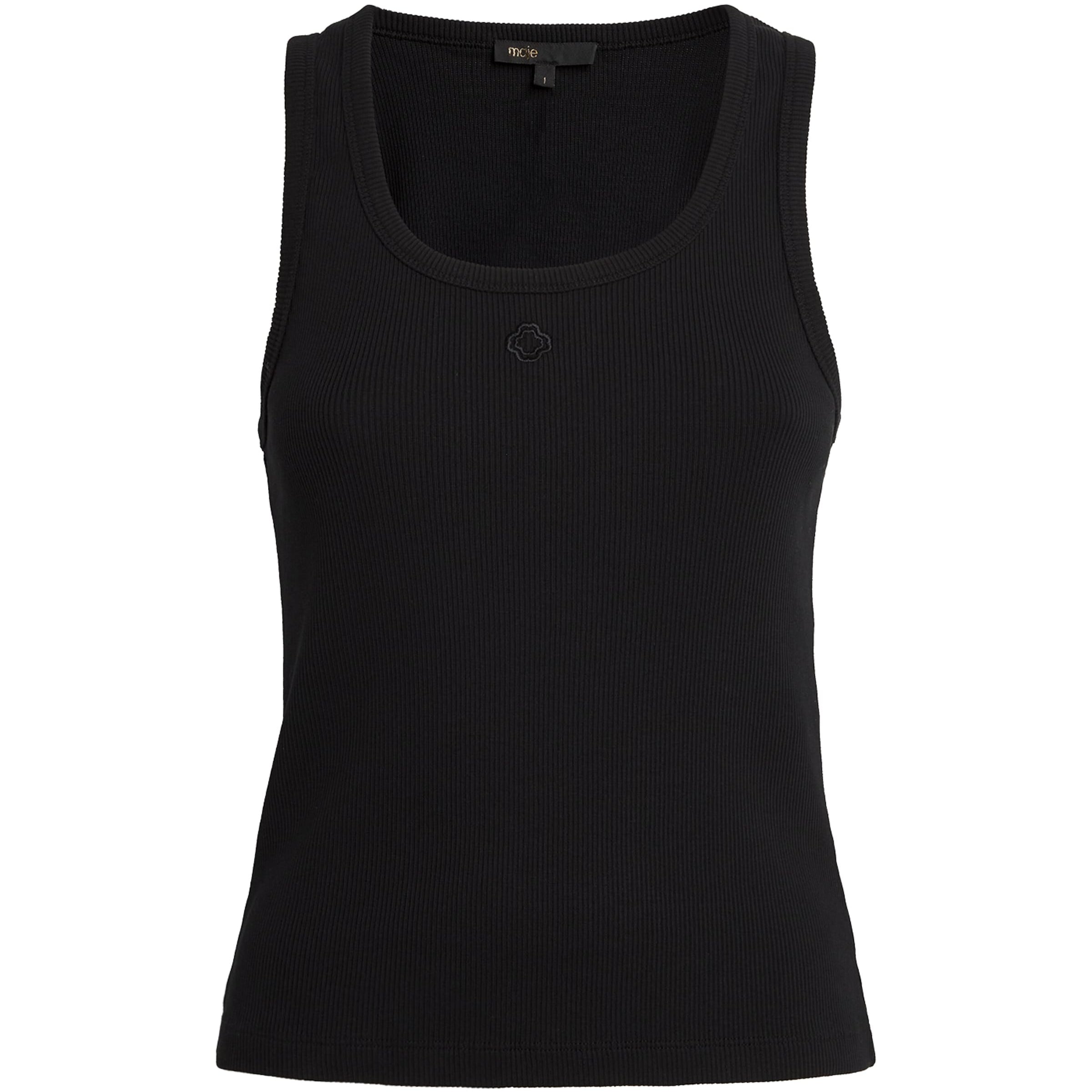 Maje Black Stretch-Cotton Rib-Knit Tank Top