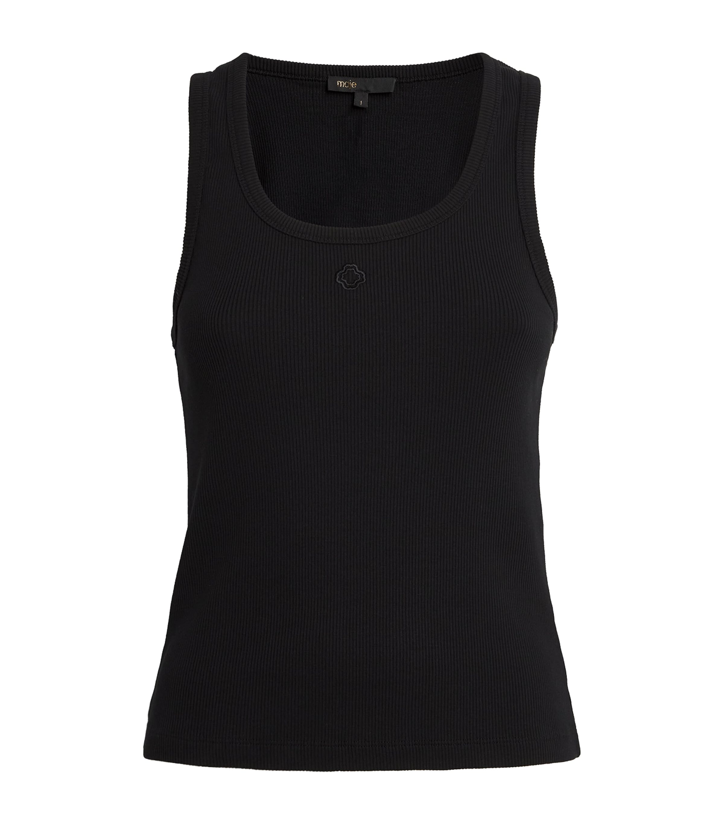 Maje Black Stretch-Cotton Rib-Knit Tank Top