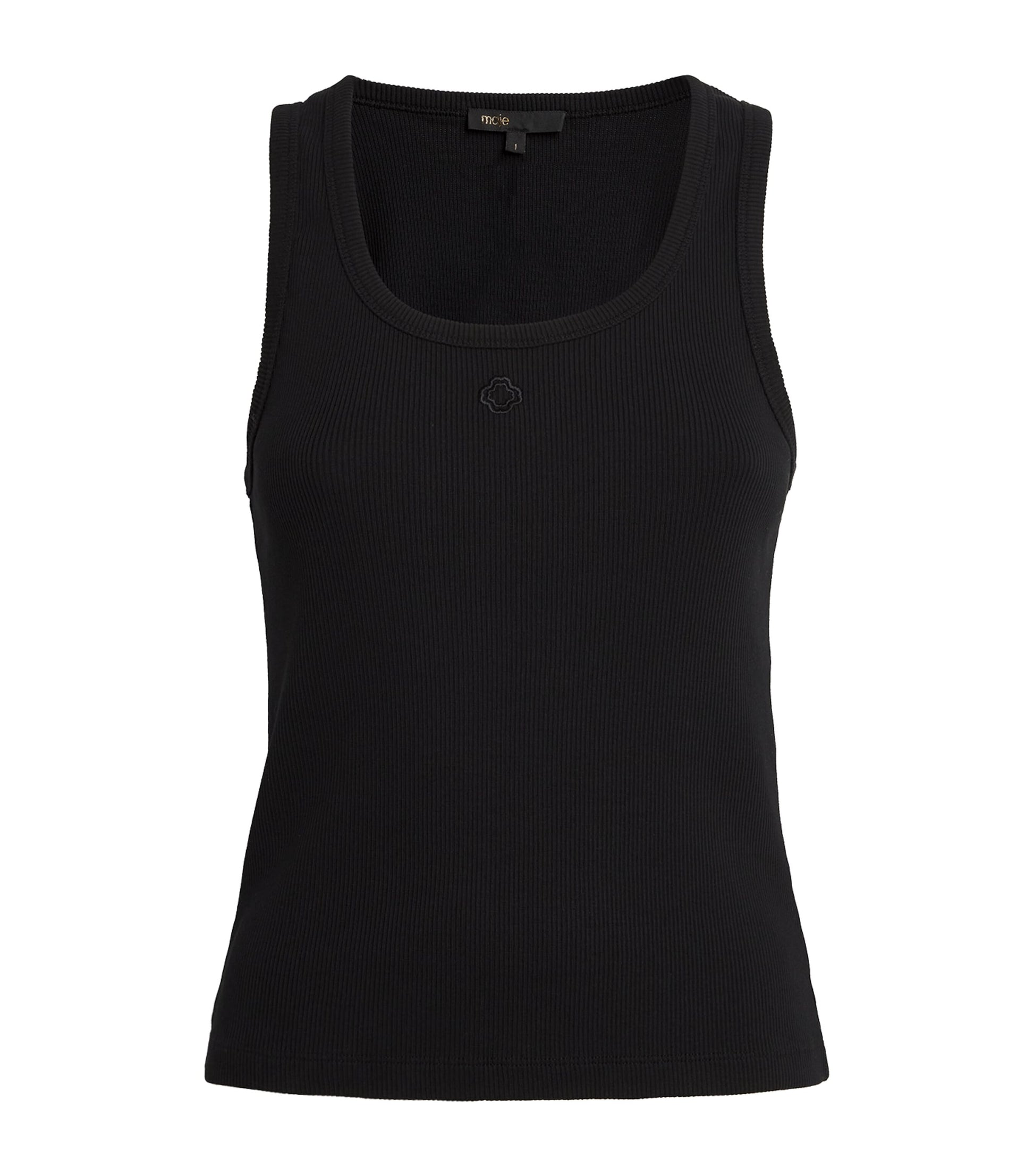 Maje Black Stretch-Cotton Rib-Knit Tank Top
