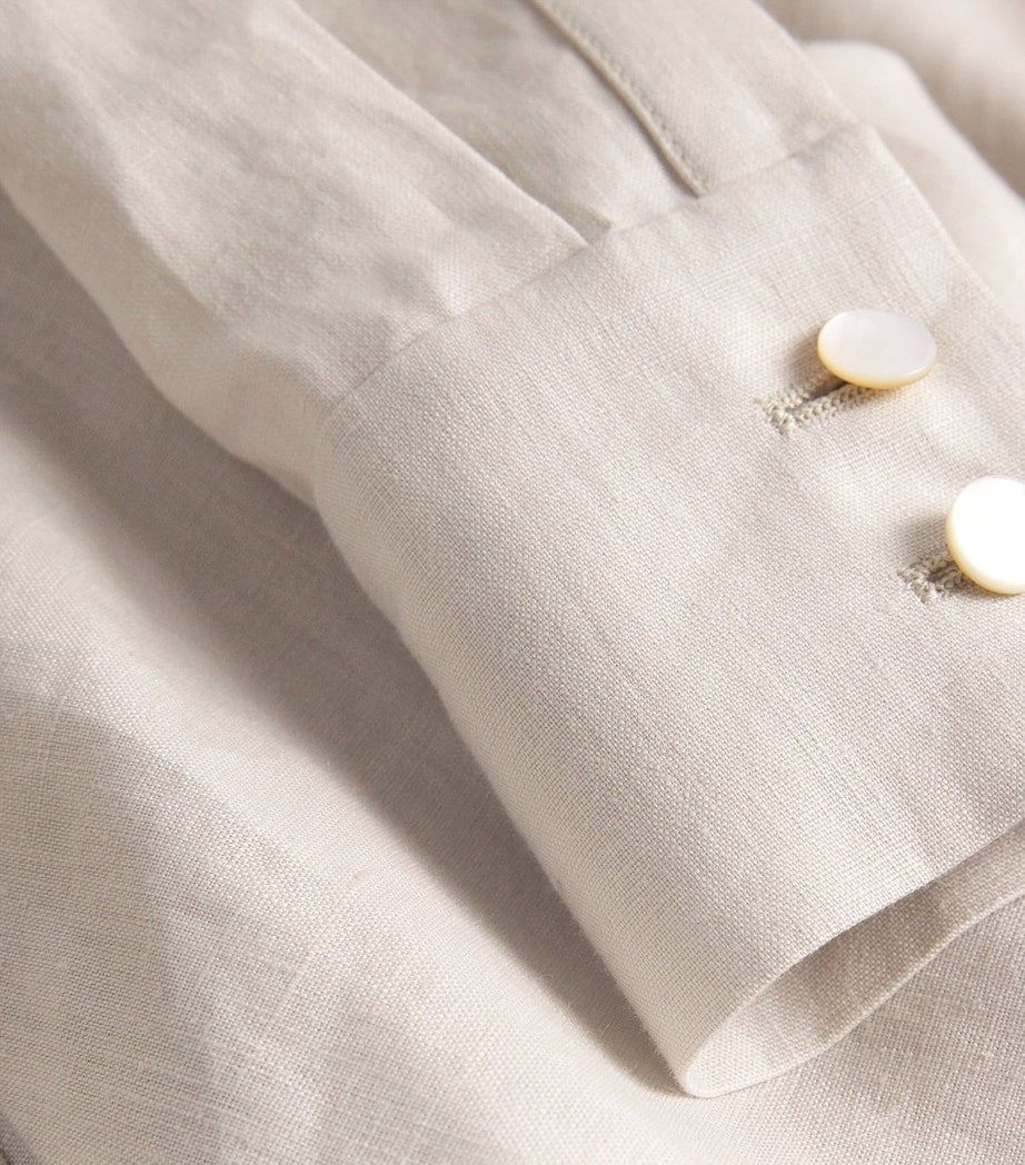 NOMADISSEM Beige Linen Surfrider Midi Shirt Dress