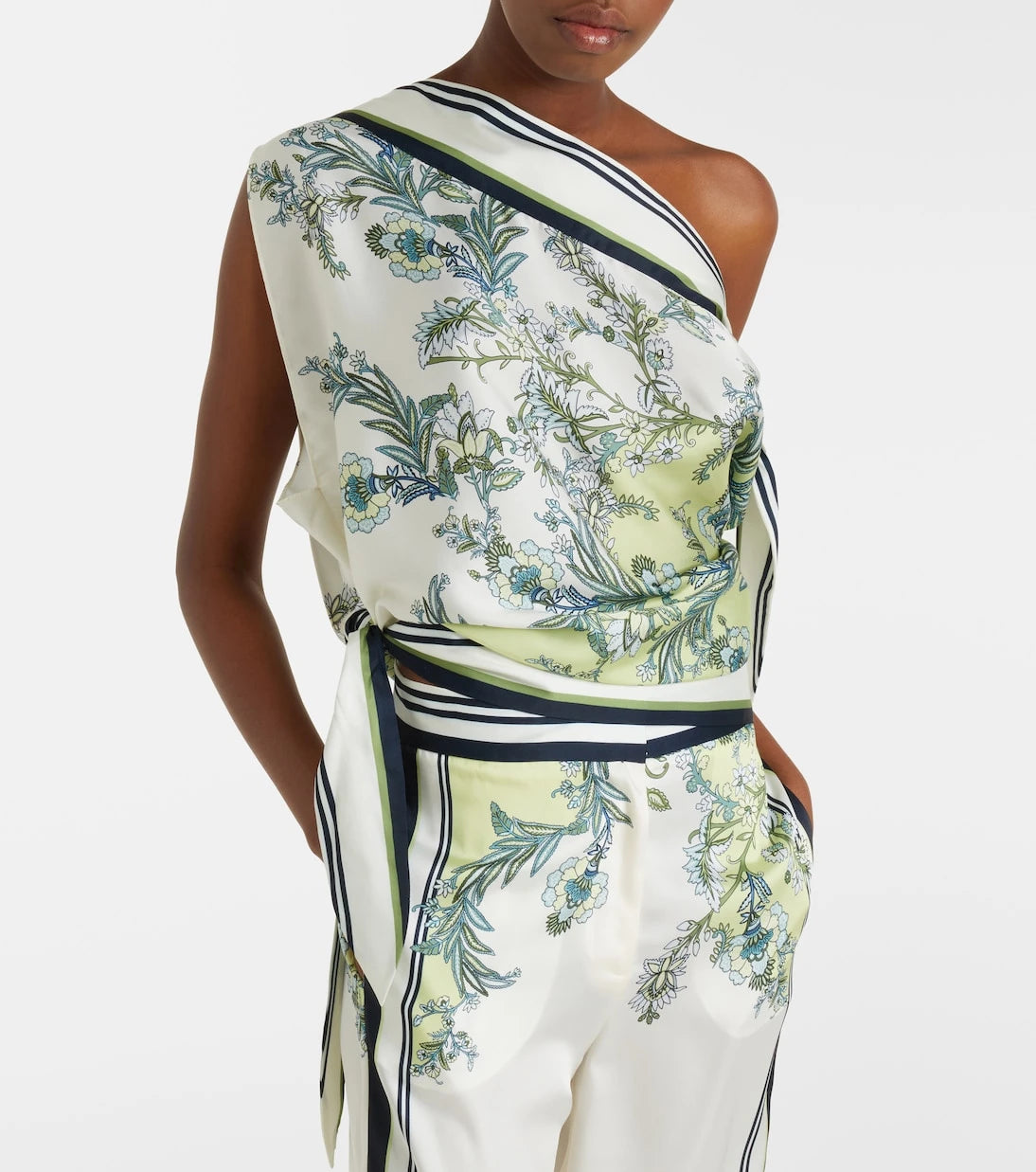 Veronica Beard - Tari floral one-shoulder twill top