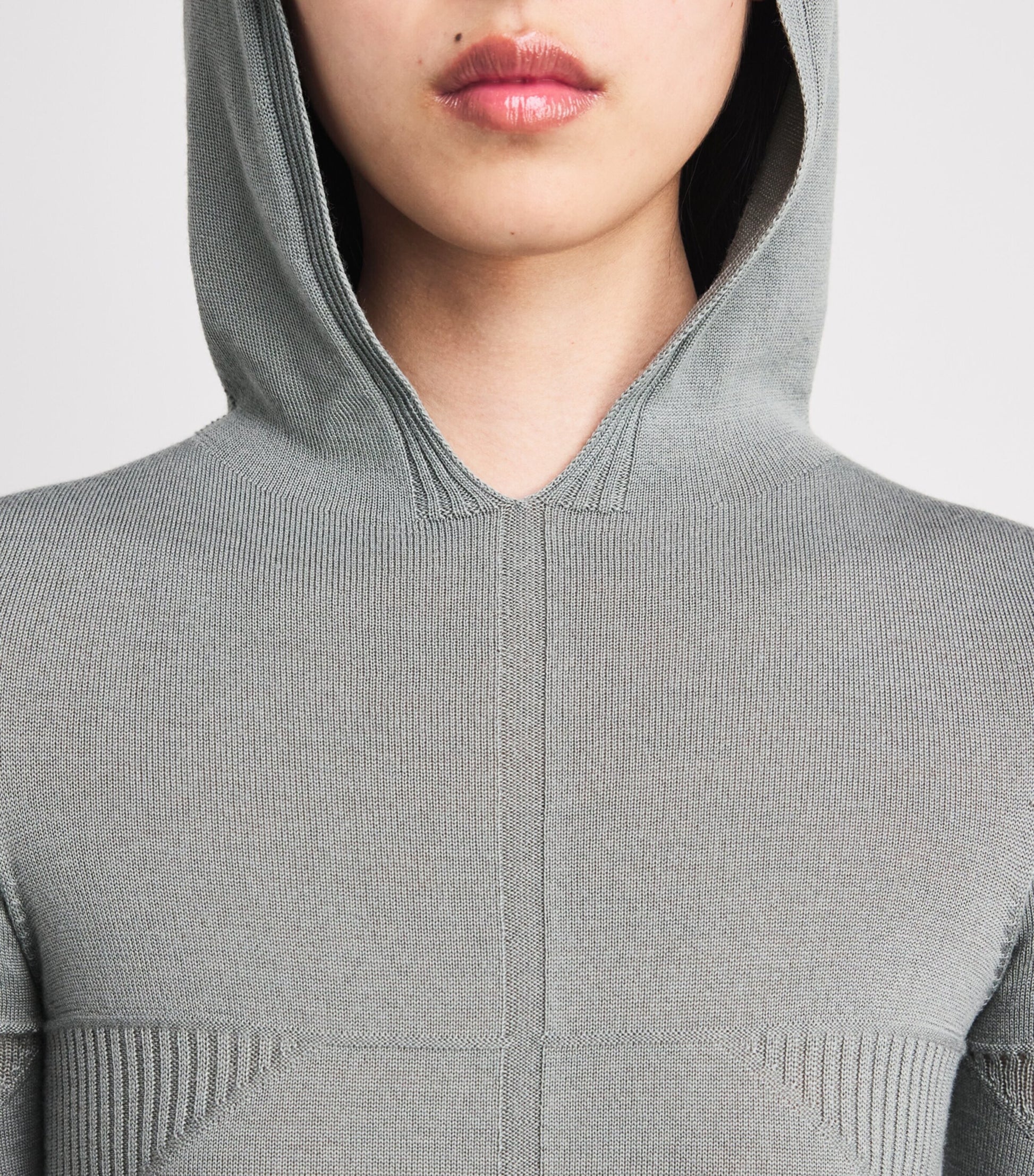 Rick Owens Blue Virgin Wool Knitted Hoodie