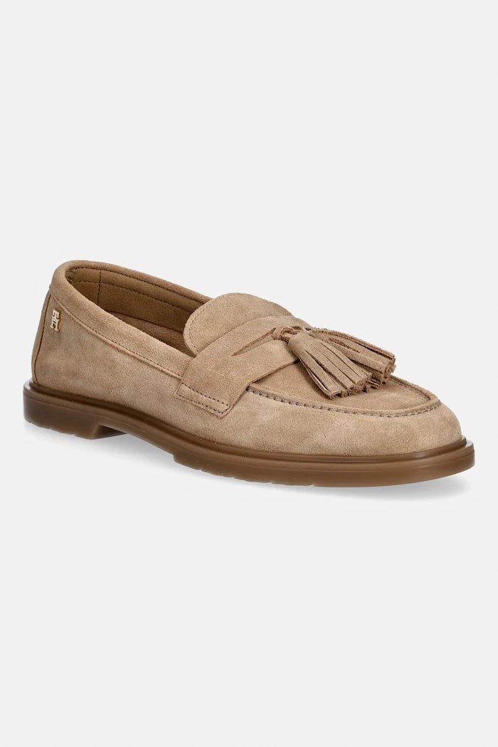 Tommy Hilfiger kadın süet mokasen LIGHT SUEDE TASSEL LOAFER