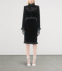 Valentino Black Velvet Ruffled Pencil Skirt