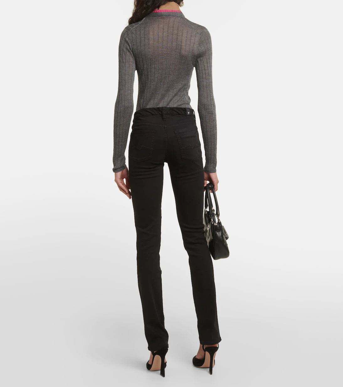 7 For All Mankind - جينز بقصة مستقيمة وخصر مرتفع