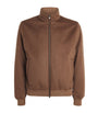 Agnona Brown Cashmere High-Neck Bomber Jacket