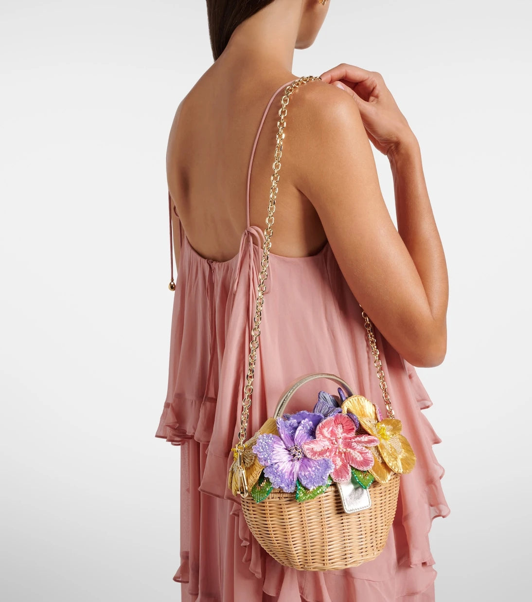 Judith Leiber Couture - Dorothy floral-appliqué wicker top-handle bag
