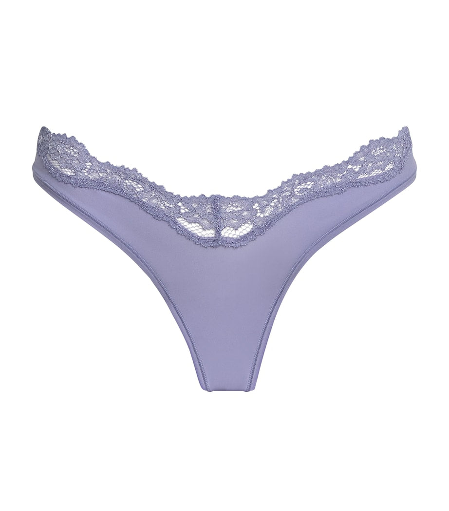Skims Purple Lace-Trim Fits Everybody Dipped Thong