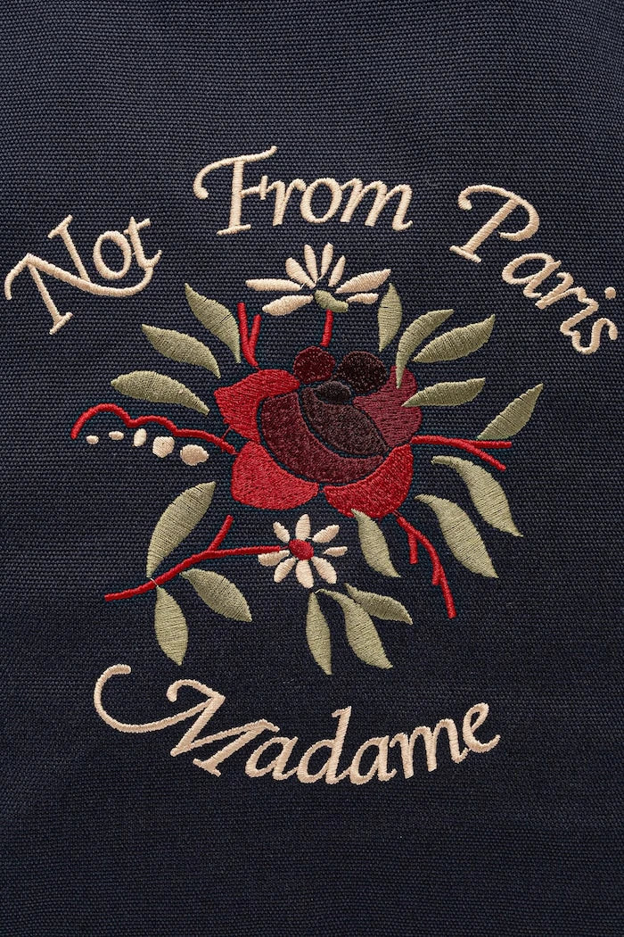 Drôle de Monsieur Pamuklu Çanta Sac Tote Slogan Pembe