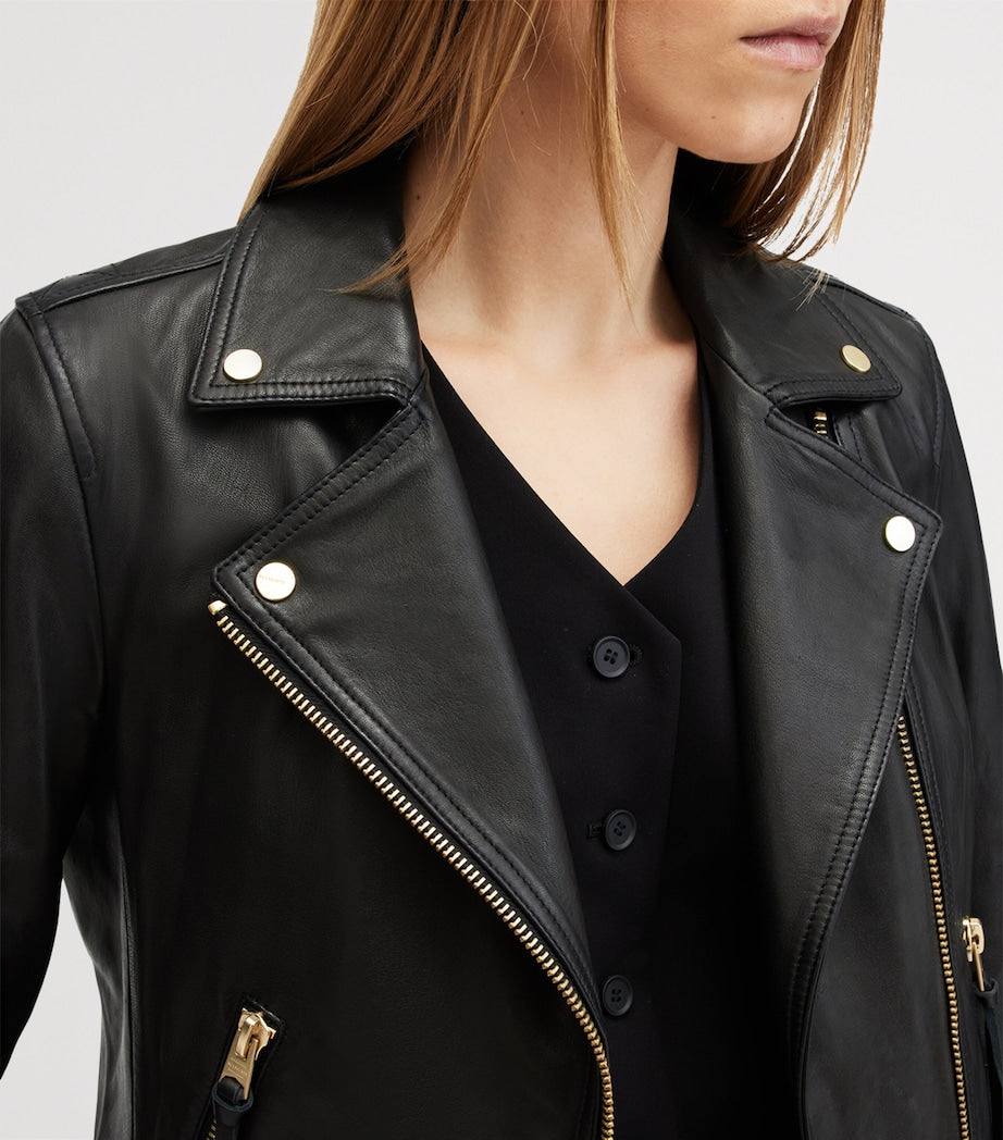 AllSaints Black Leather Dalby Biker Jacket