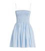 Matteau Blue Organic Cotton Shirred Mini Dress