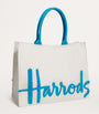 Harrods Blue Large Cotton Logo Tote Bag