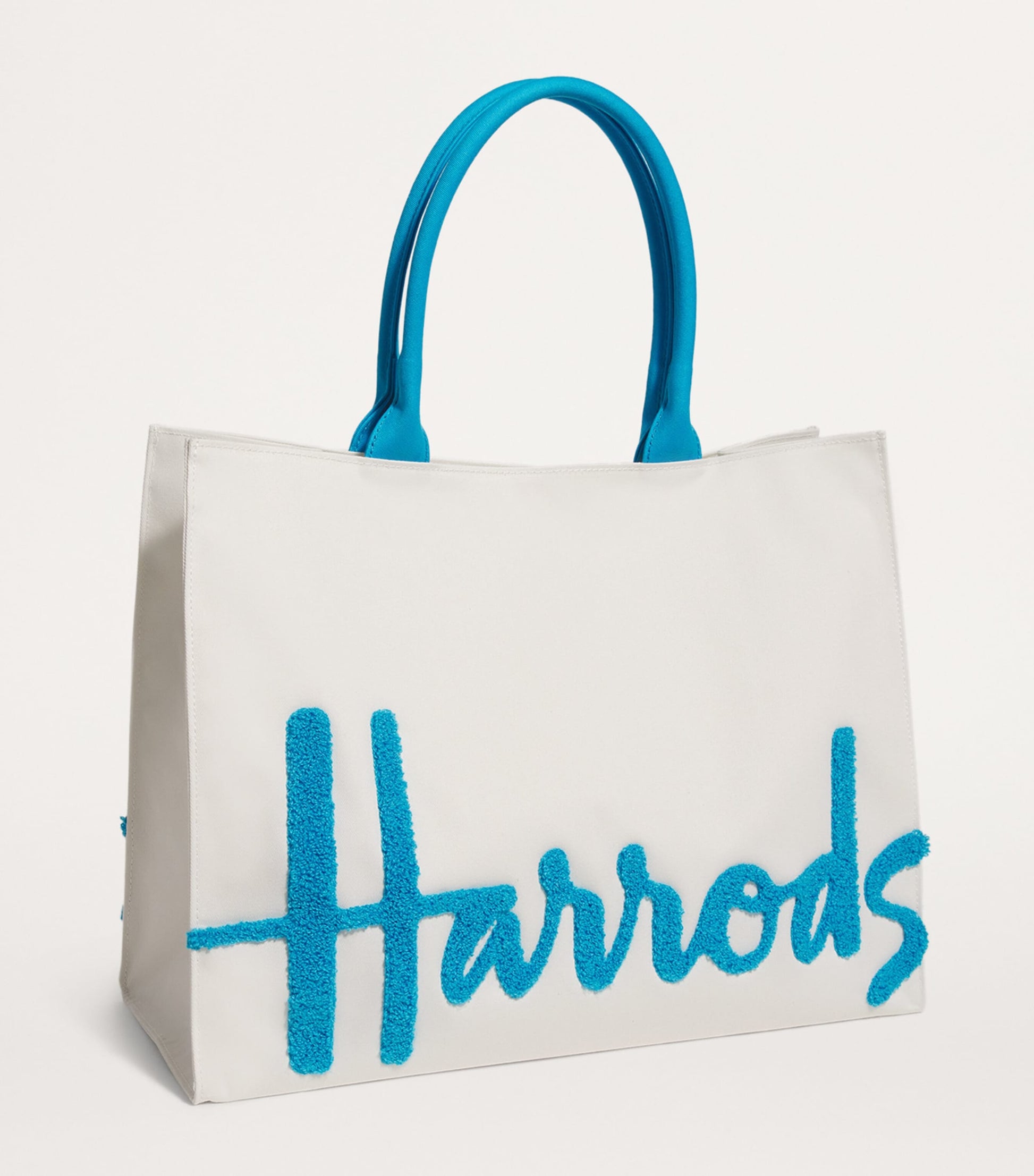 Harrods Blue Large Cotton Logo Tote Bag
