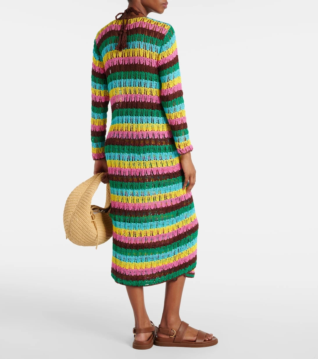Anna Kosturova - Striped crochet cotton beach cover-up