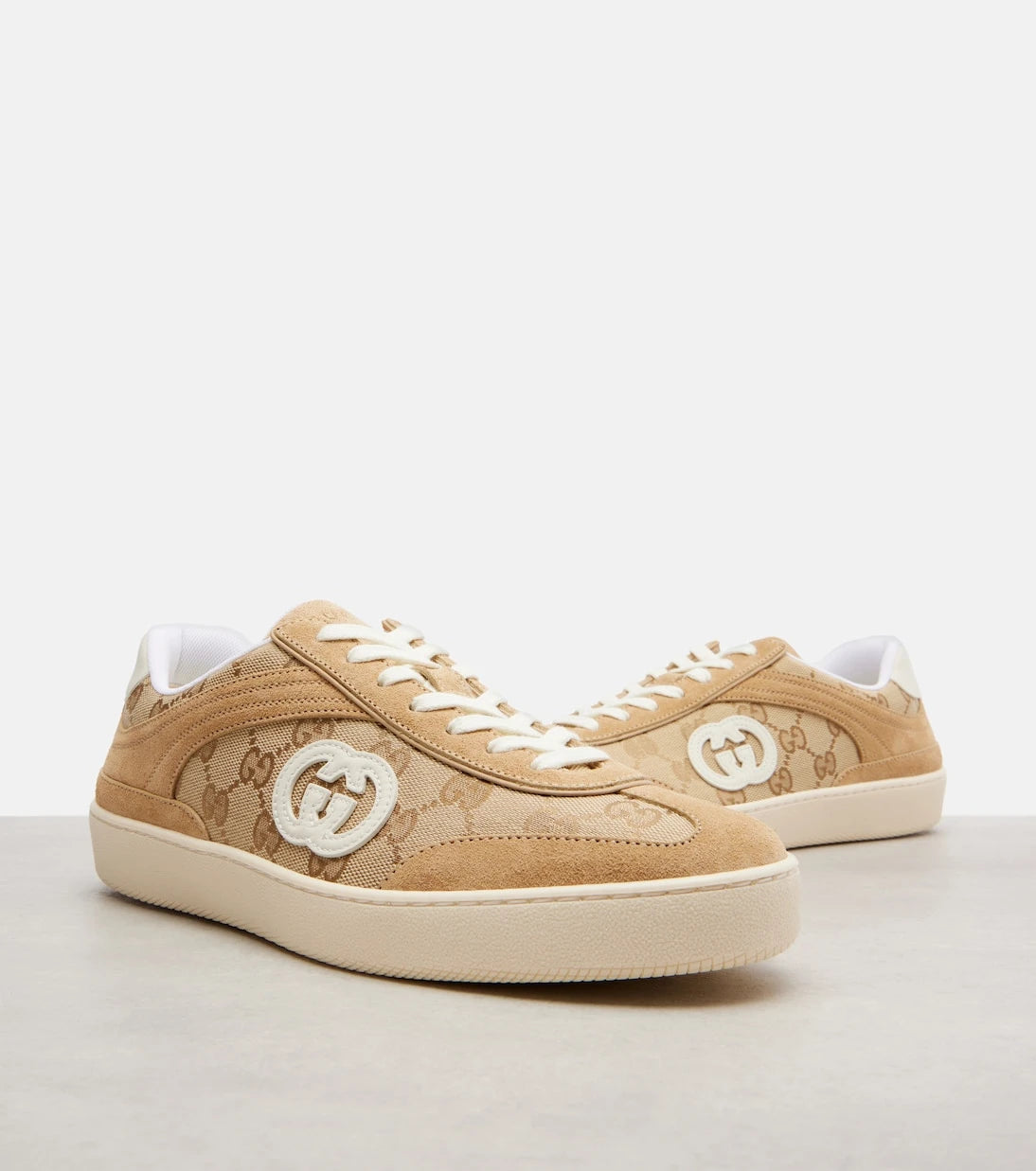 Gucci - G75 GG Canvas suede-trimmed sneakers