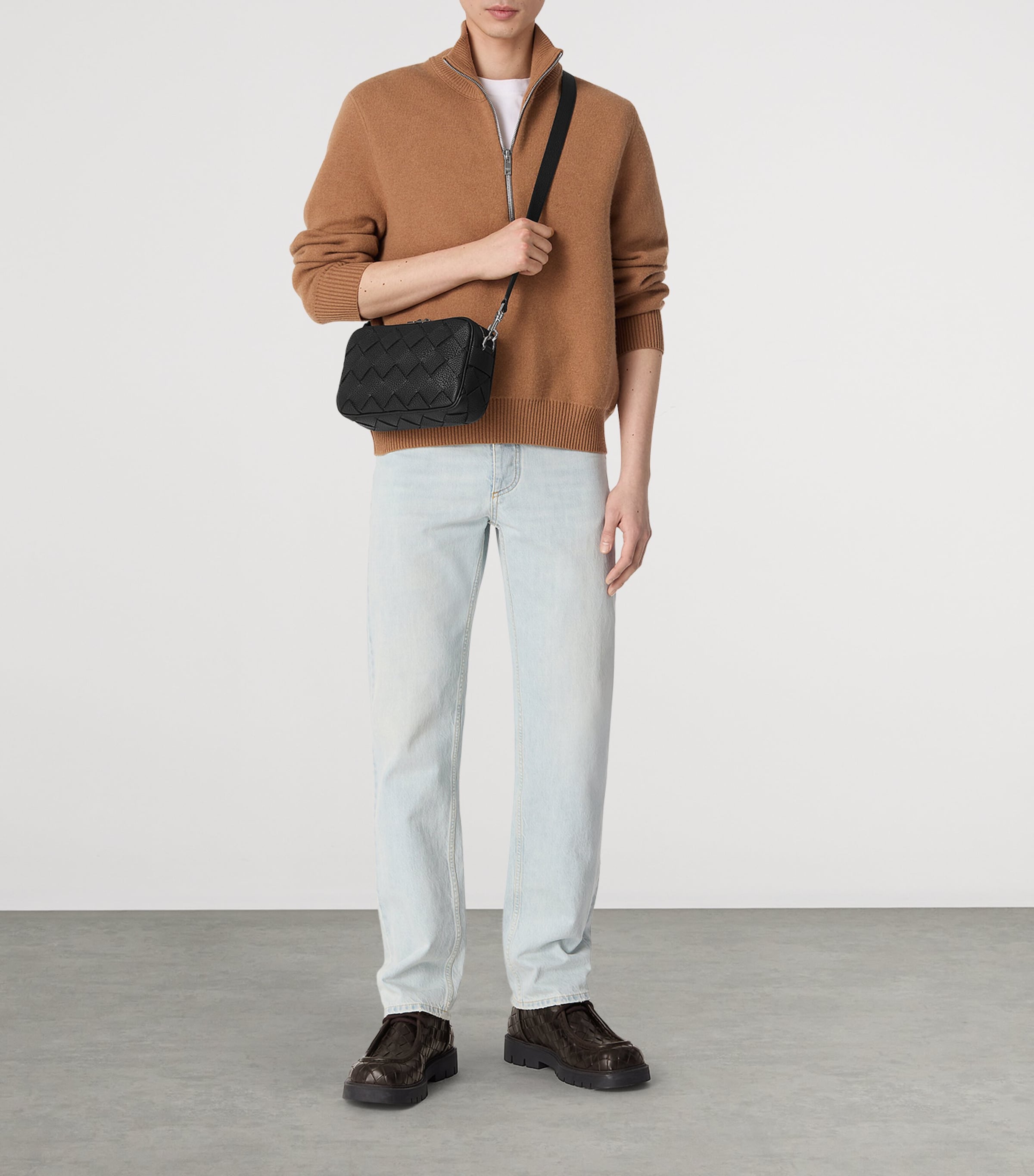 Small Leather Intrecciato Camera Bag