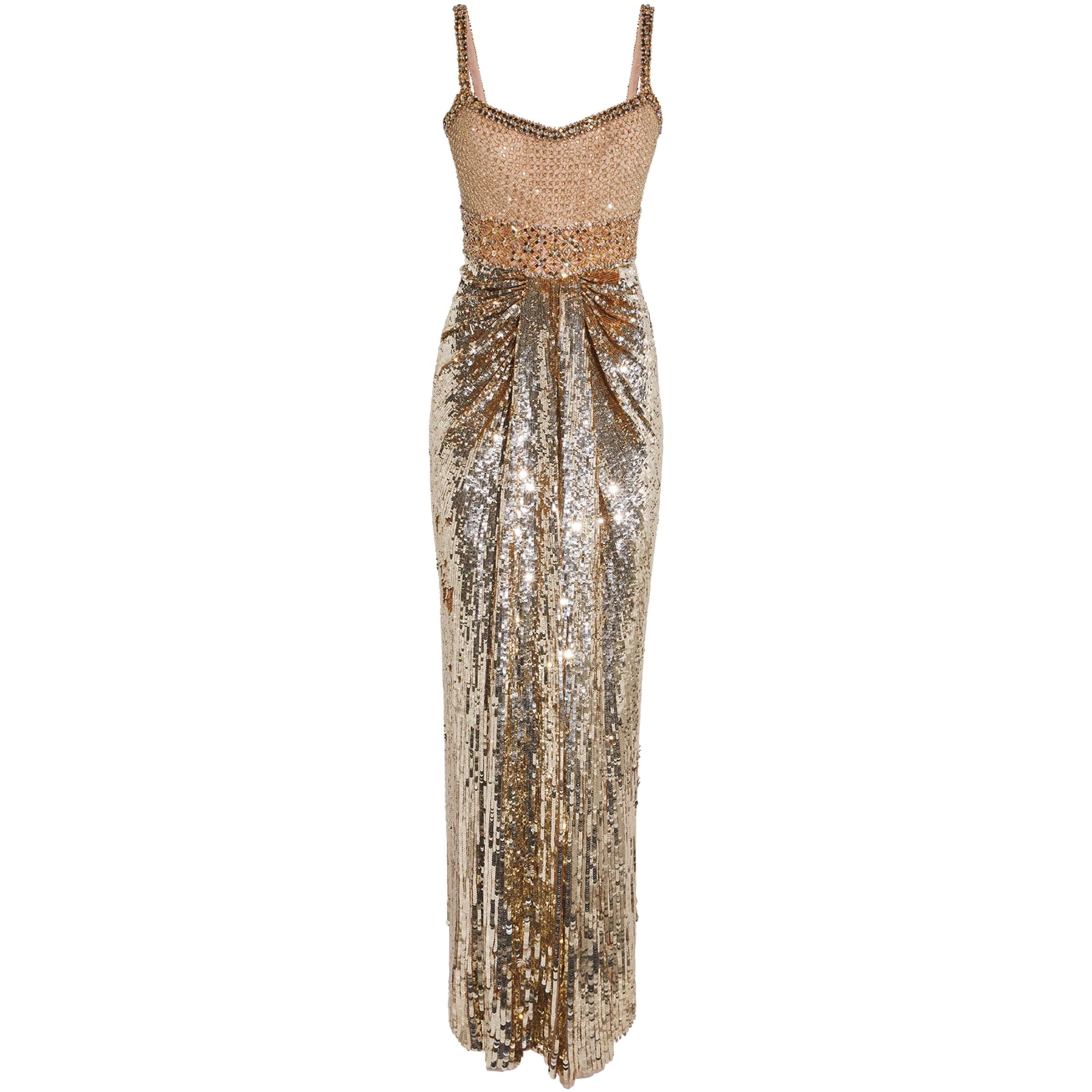 Jenny Packham Gold Embellished Only You Maxi Dress
