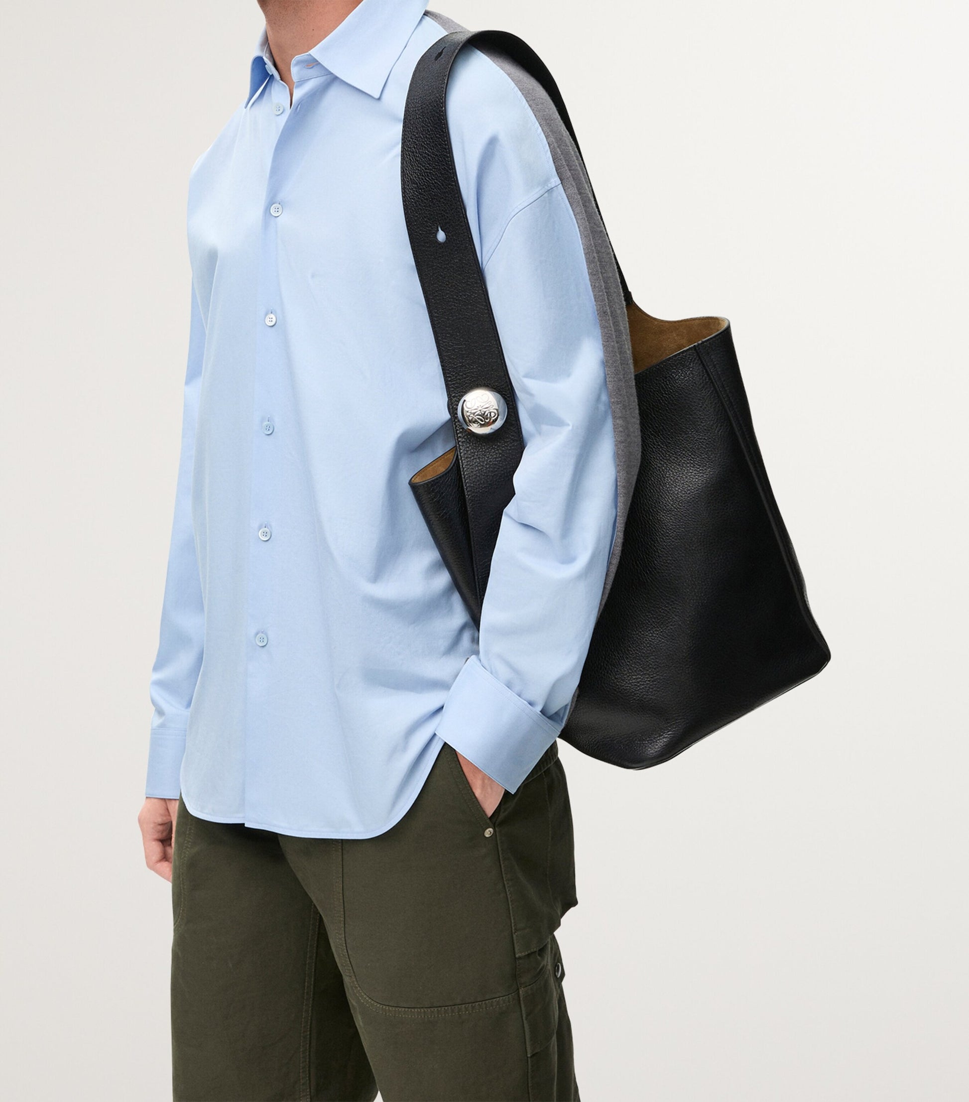 Large Leather Pebble Bucket Bag