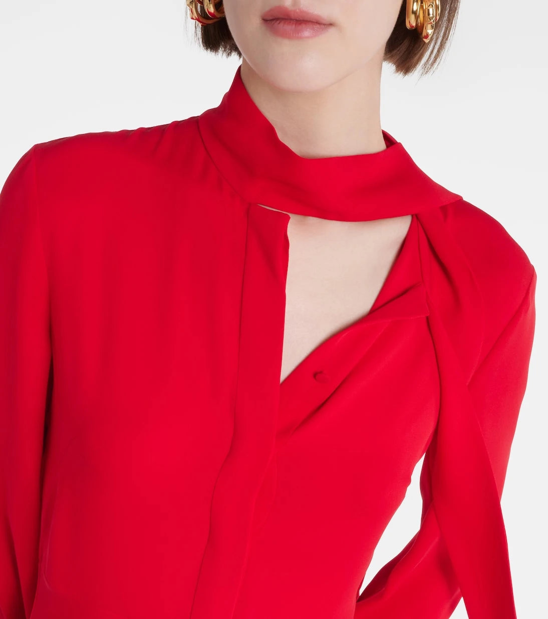 Valentino - Tie-neck silk midi dress