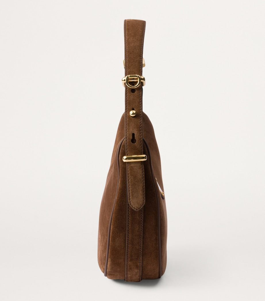 Brown Suede Arqué Shoulder Bag