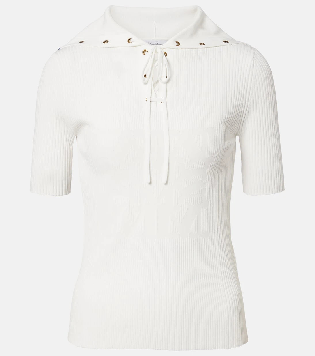 Max Mara - Ribbed-knit lace-up top