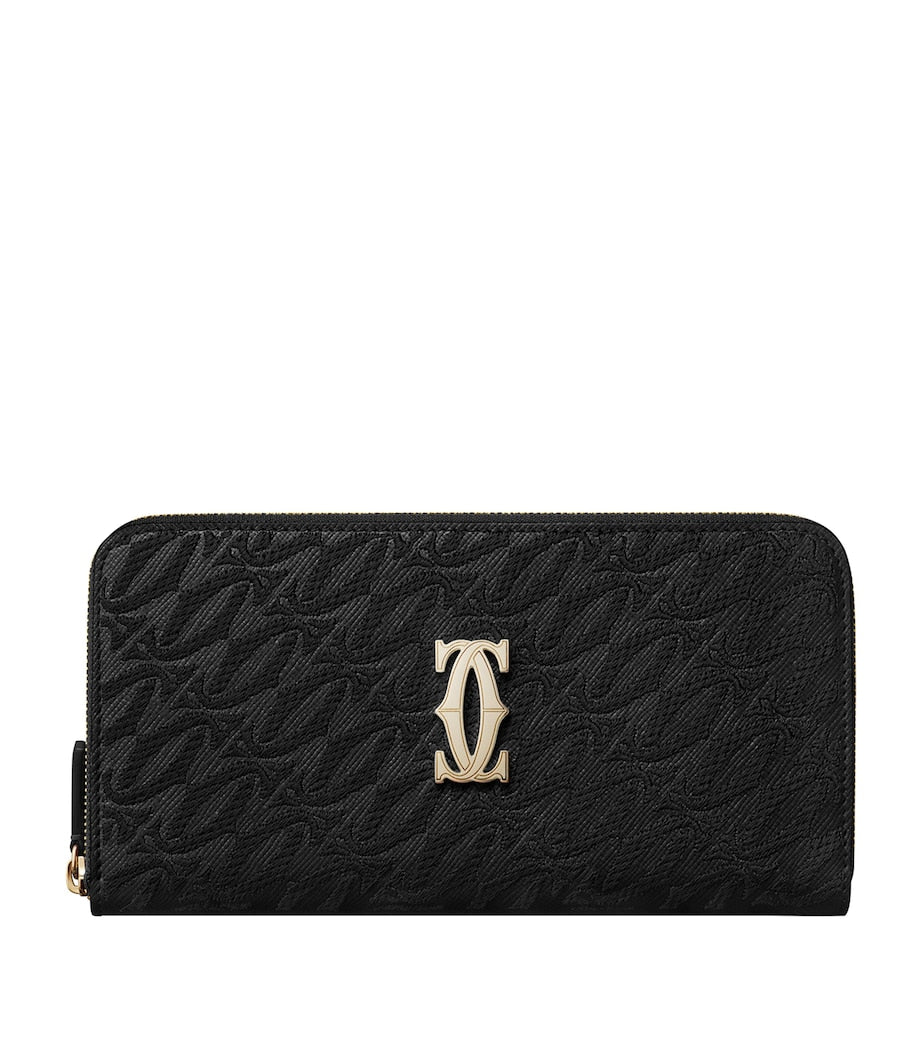 Black Leather C de Cartier International Zipped Wallet