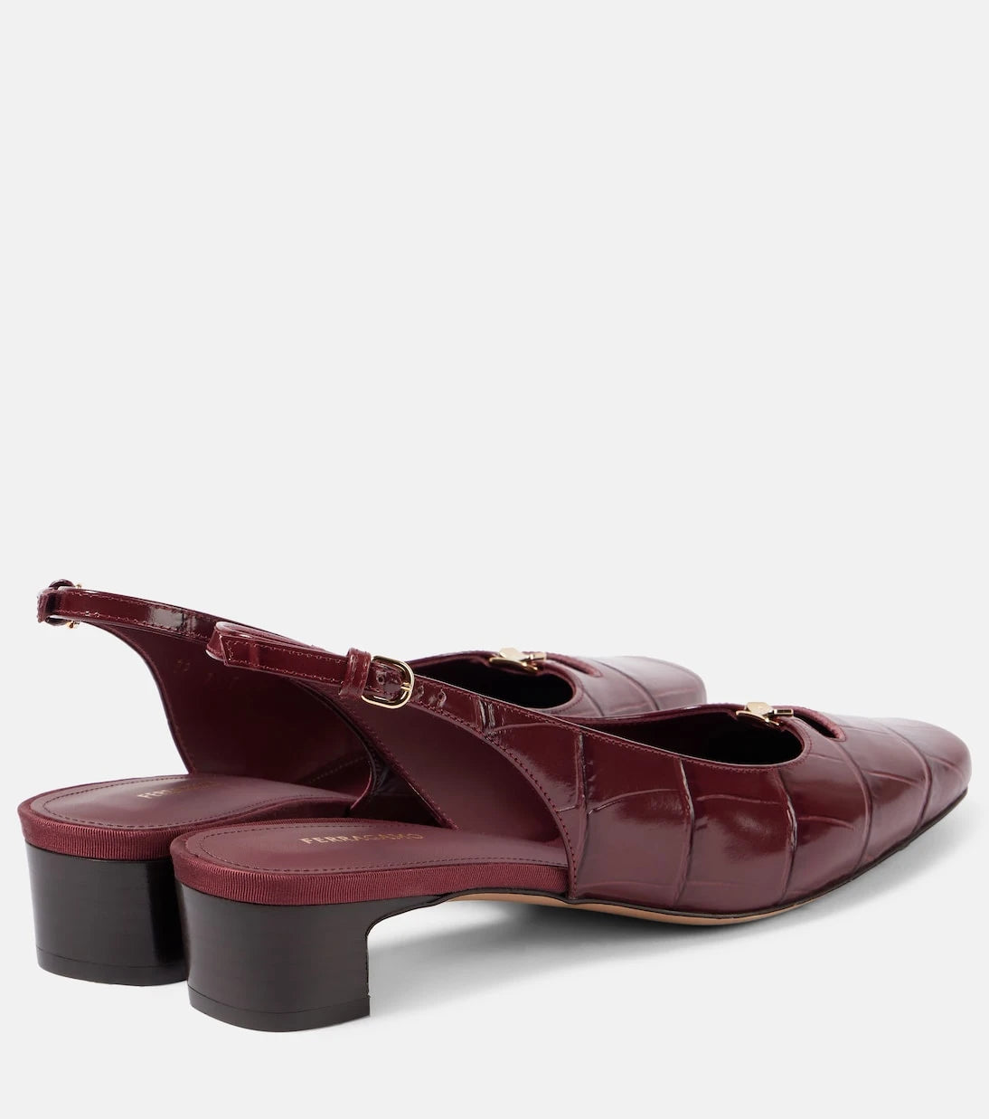 Ferragamo - Croc-effect leather slingback pumps