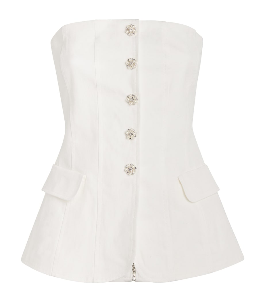 Maje White Off-The-Shoulder Bustier Top