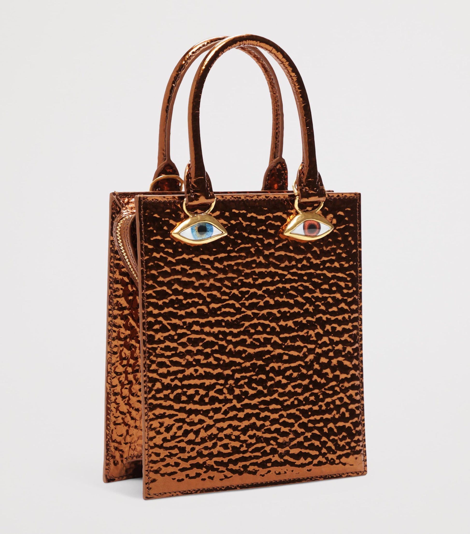 Mini Metallic Leather Face Bag