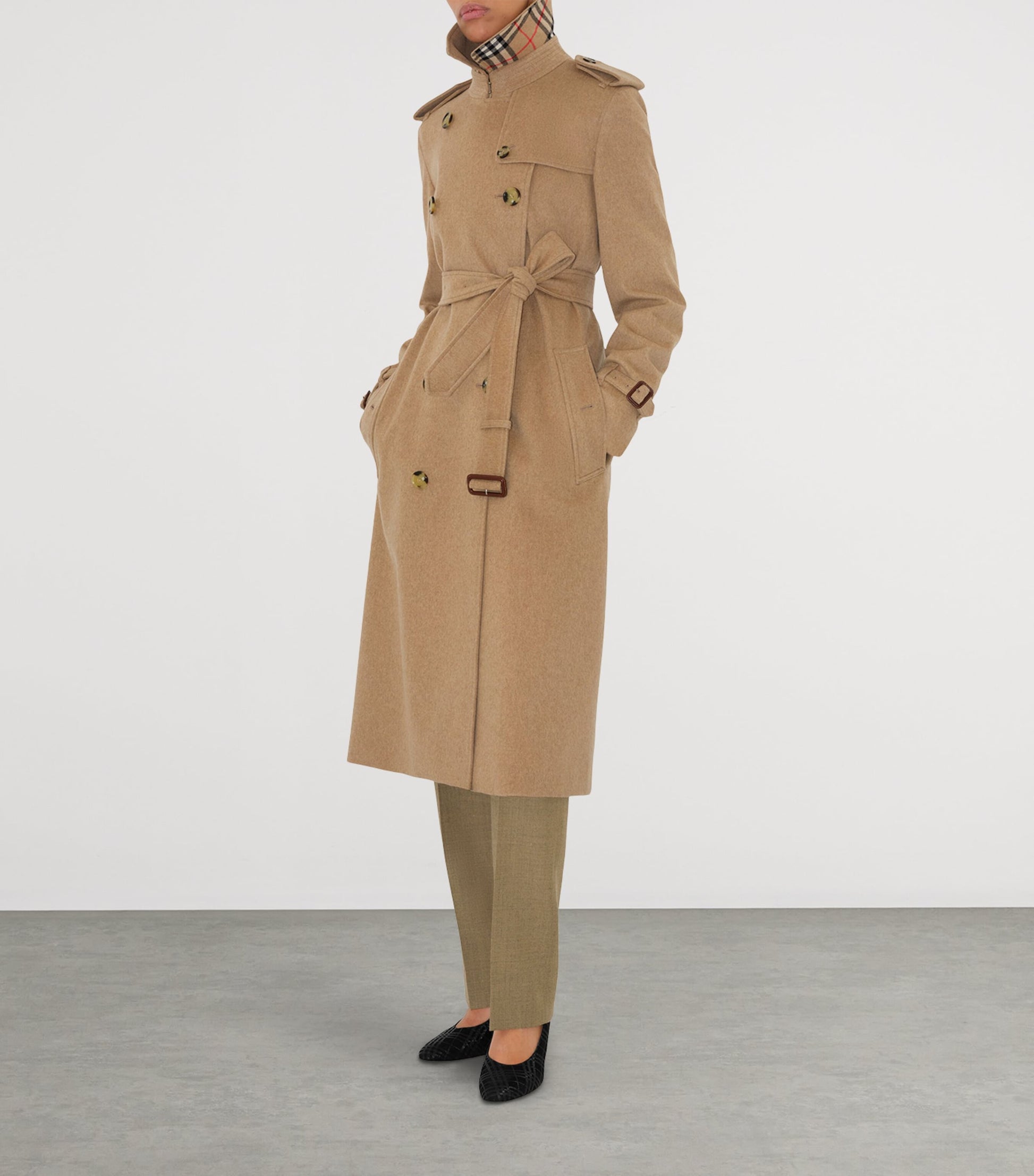 Burberry Beige Cashmere Long Kensington Heritage Trench Coat