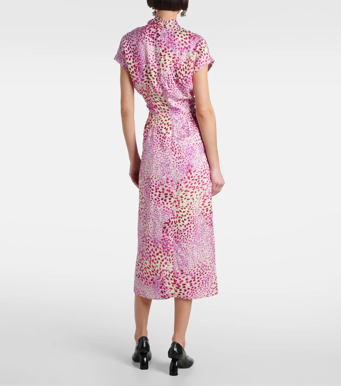 Dries Van Noten - فستان ميدي من الساتان المطبوع