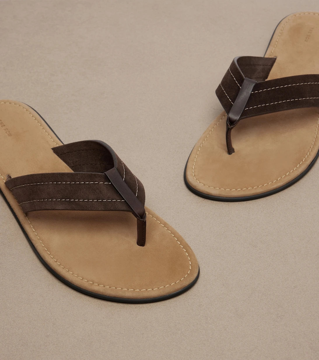 The Row - Beach leather-trimmed suede thong sandals