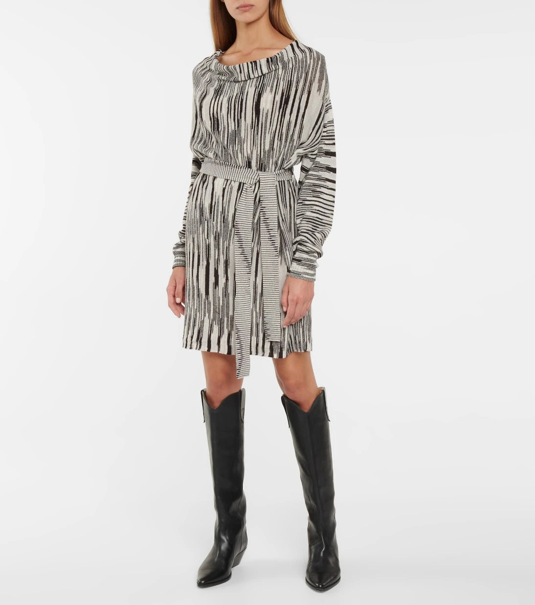 Missoni - فستان قصير من الكشمير بكتف واحد