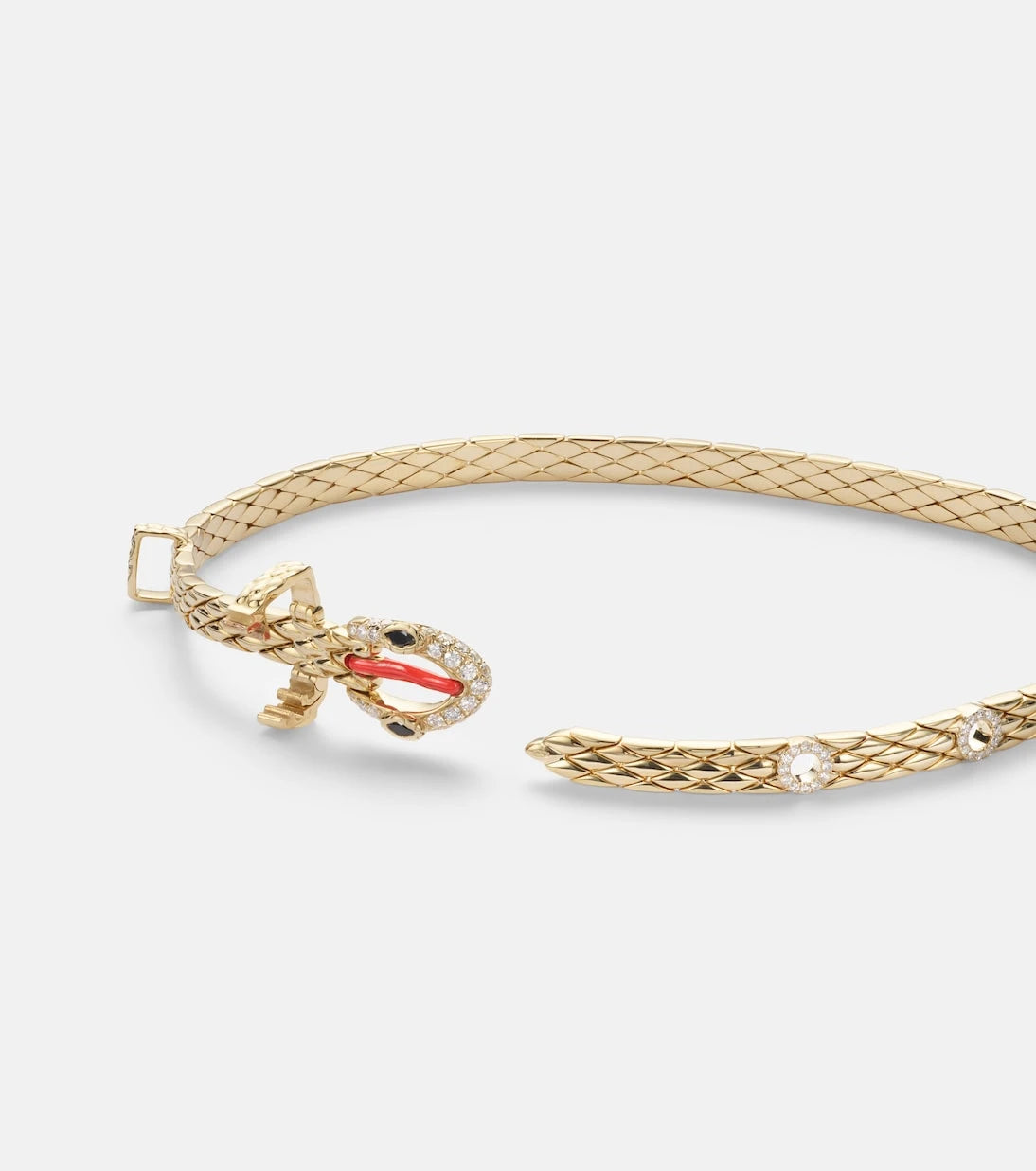 Yvonne Léon - Python Mini 9kt gold bracelet with diamonds and enamel