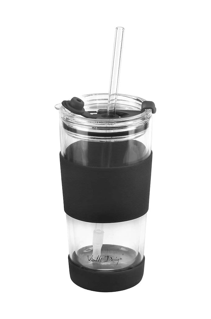 Термочаша със сламка Vialli Design Fuori 600 ml