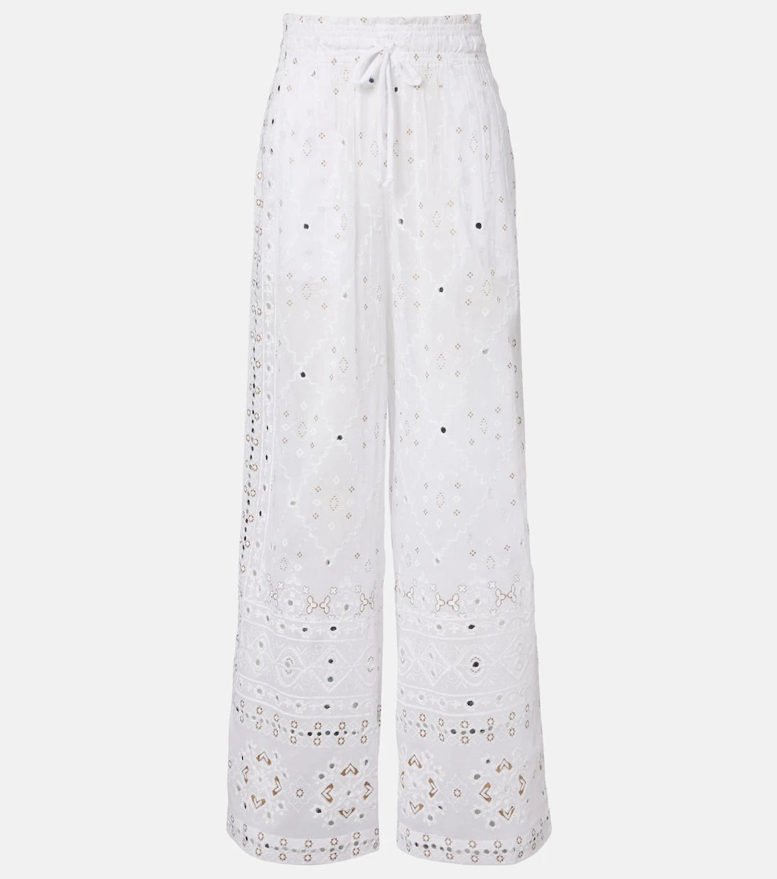 Juliet Dunn - Embellished cotton wide-leg pants