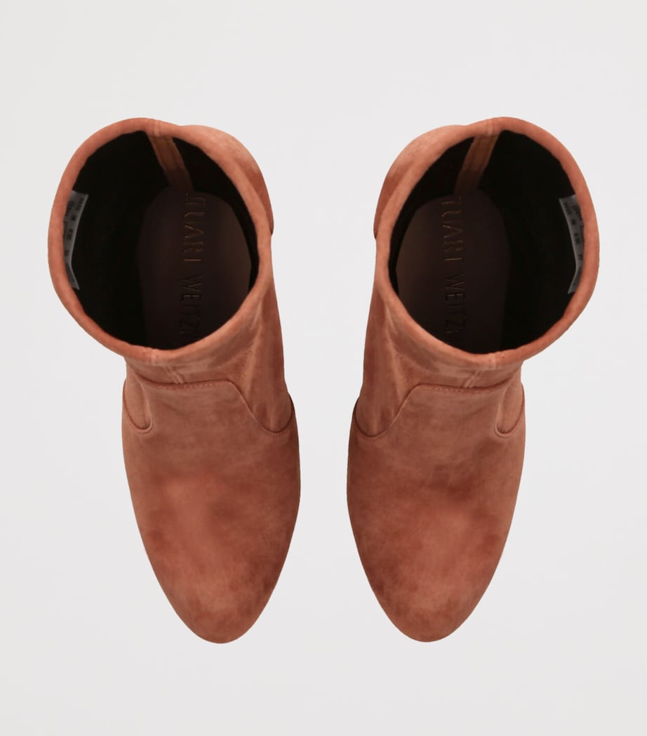 Stuart Weitzman Brown Stretch-Suede Flareblock Ankle Boots 85