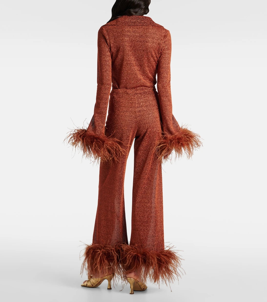 أوزيريه - بنطلون بقصة مستقيمة مزين بريش Lumire Plumage