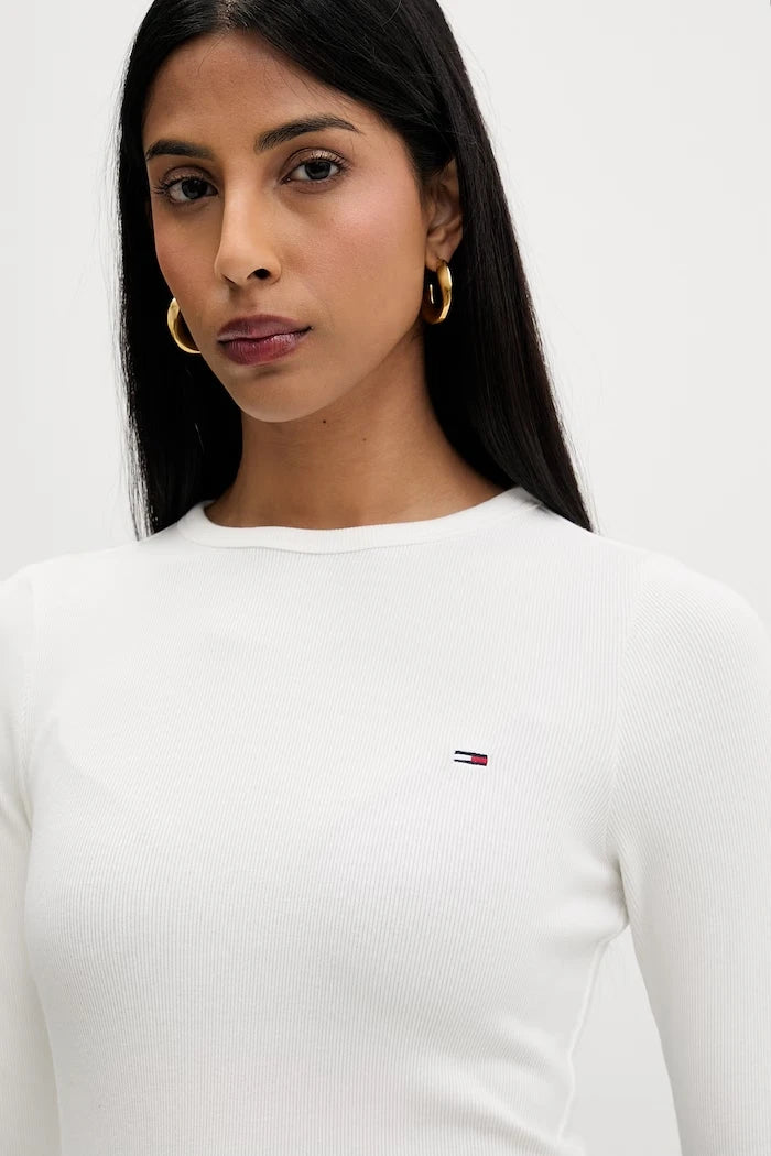 Tommy Jeans Kadın Pamuk ve Elastan Uzun Kollu Bluz